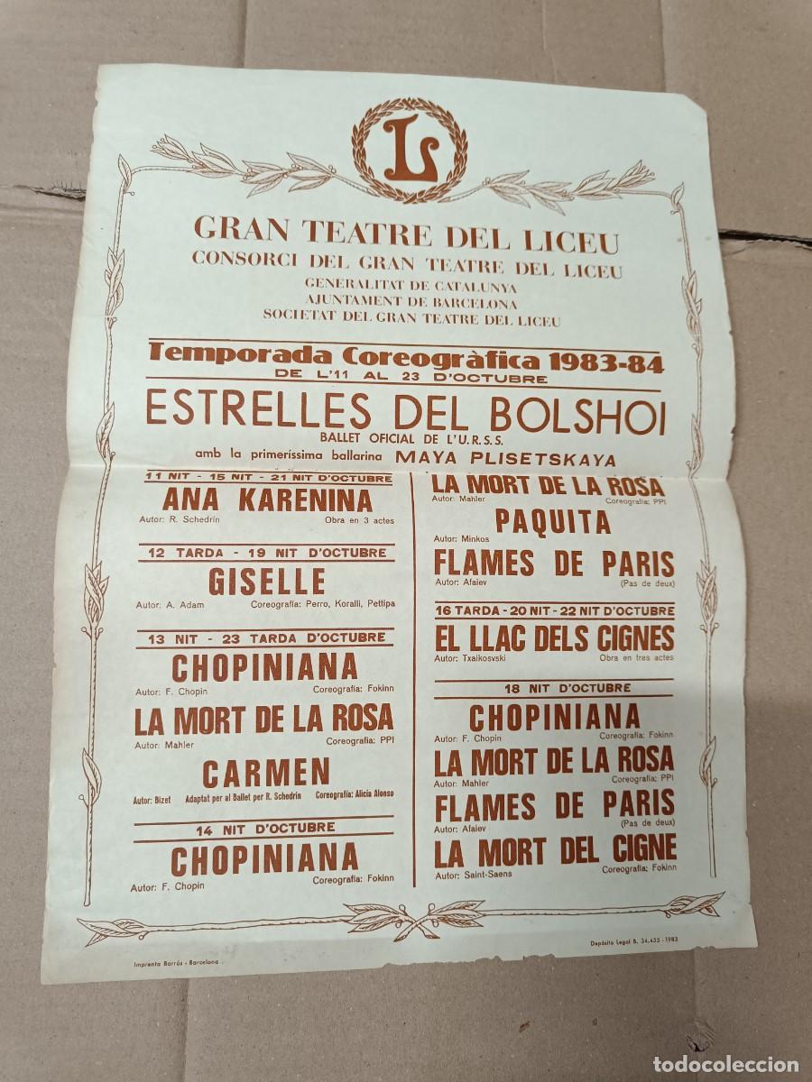 Carteles: ANTIGUO CARTEL, GRAN TEATRE DEL LICEU, ESTRELLES DEL BOLSHOI 1983 , BARCELONA -C9