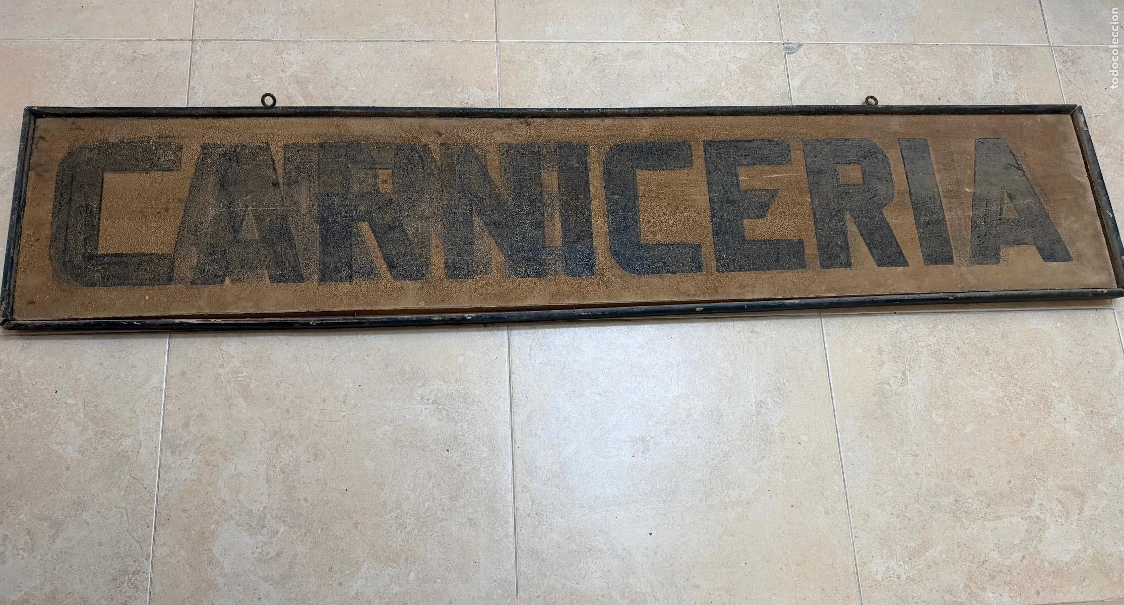 Carteles: Antiguo cartel de madera tienda de carniceria