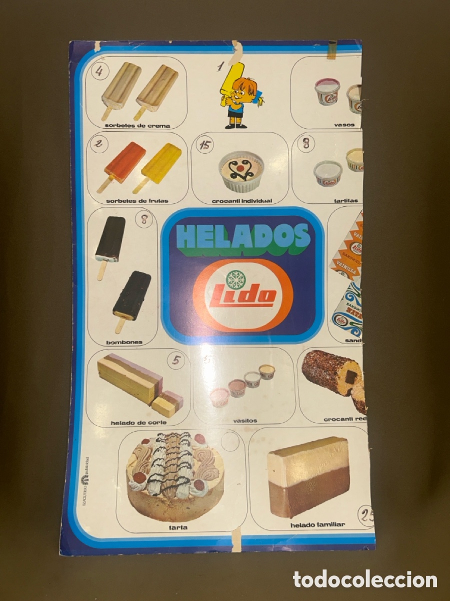 Carteles: ANTIGUO CARTEL PUBLICITARIO HELADOS LIDO *VER FOTOS*