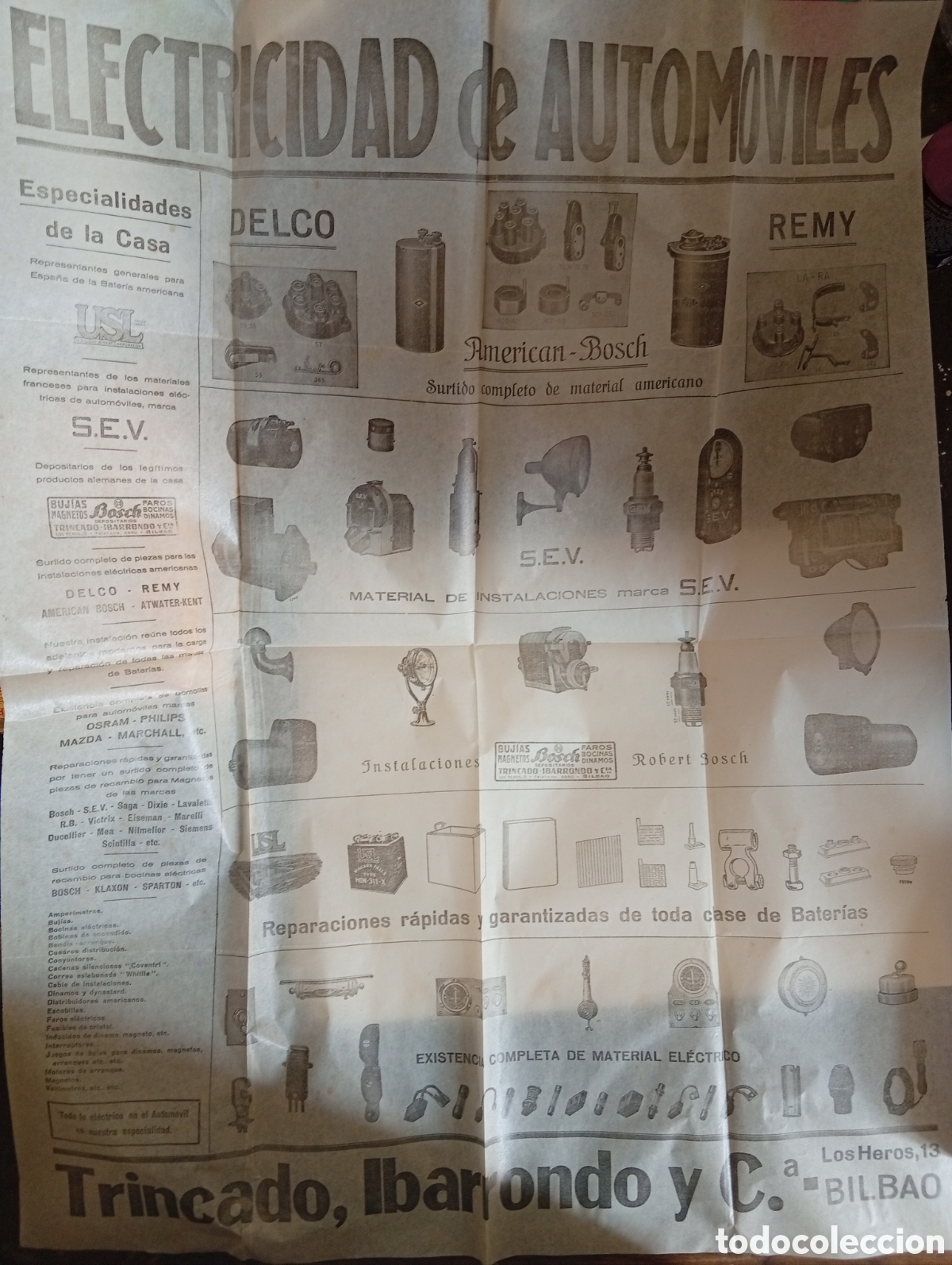 Carteles: Trincado ibarrondo y compa&ntilde;&iacute;a Bilbao antigua publicidad electricidad del autom&oacute;vil