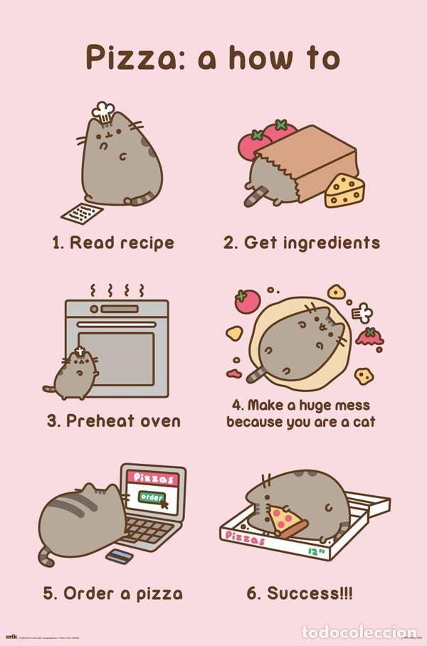 Carteles: Poster Pusheen: Receta de Pizza (Pizza Recipe) (POSTER 61 x 91,5)