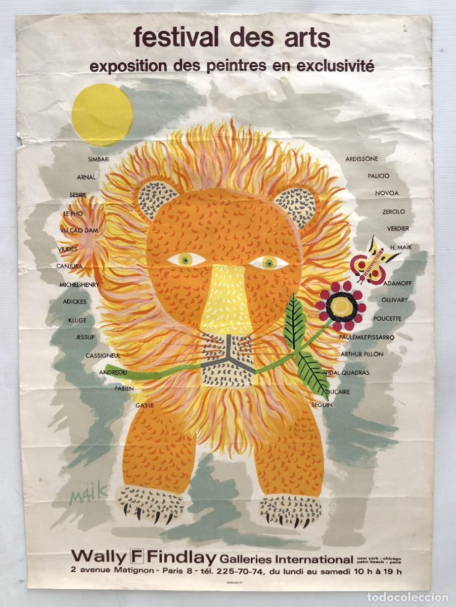 Carteles: CARTEL FESTIVAL DES ARTS WALLY FINDLAY GALLERIES PAR&Iacute;S - ILUSTRACI&Oacute;N LE&Oacute;N DE HENRI HECHT MA&Iuml;K