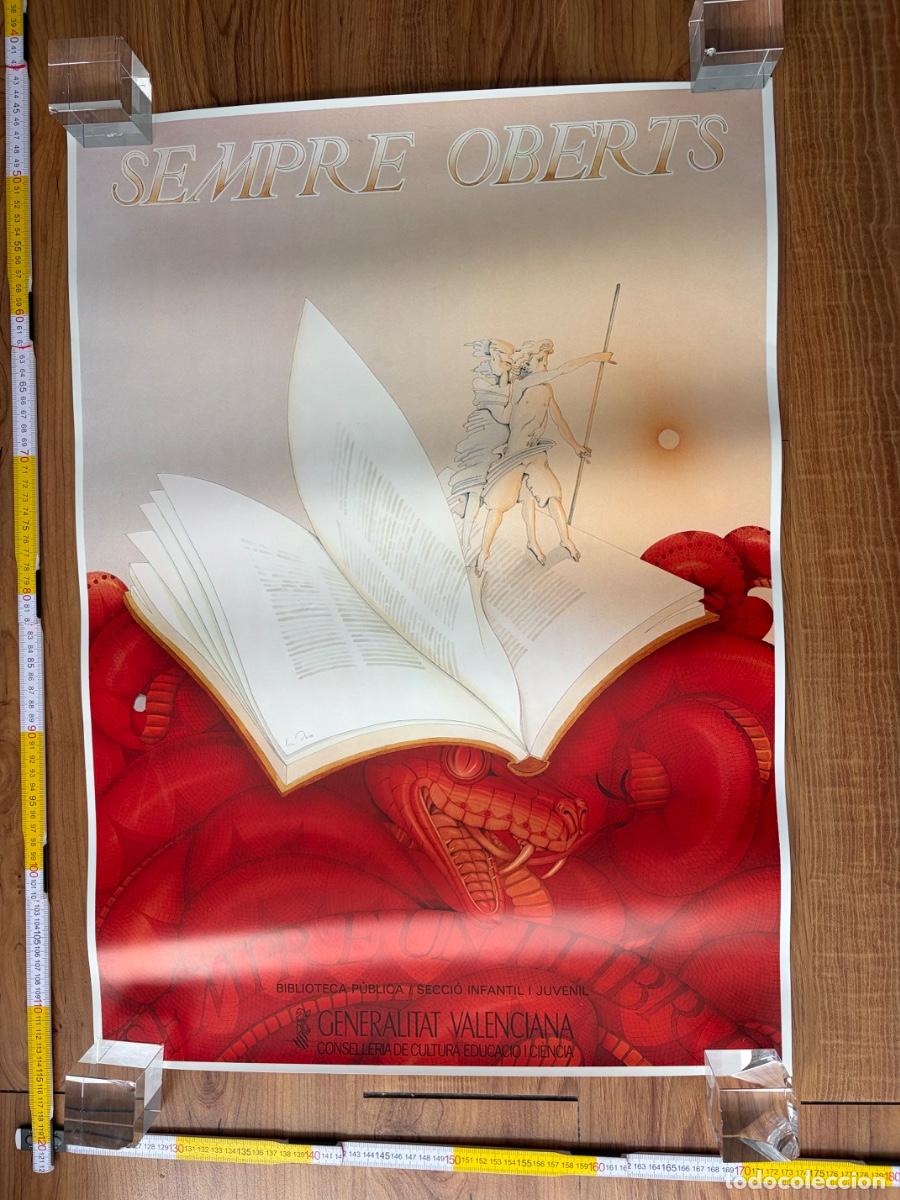 Carteles: Cartel poster original Manuel Boix 1986 Sempre oberts Campa&ntilde;a bibliotecas Valencia