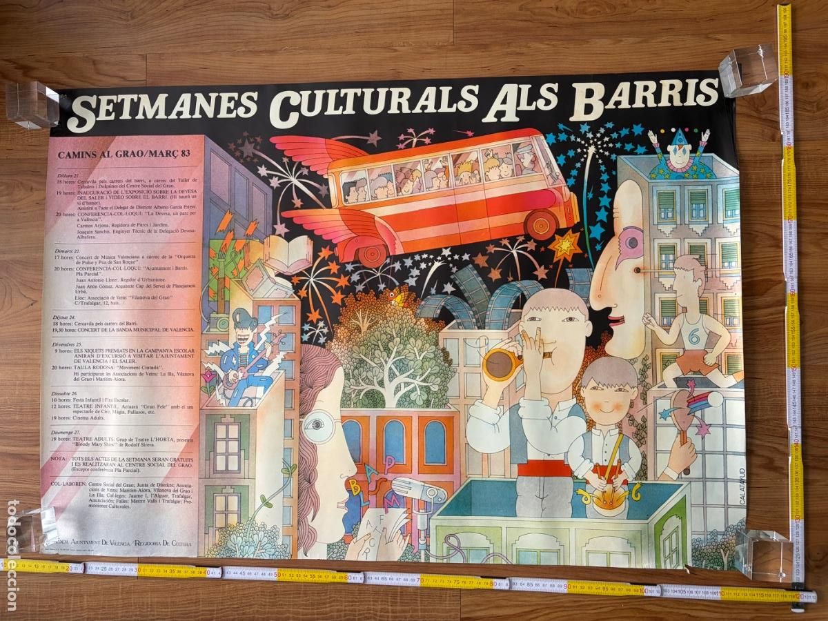 Carteles: Cartel poster Miguel Calatayud Setmanes culturals als barris 1983 Valencia