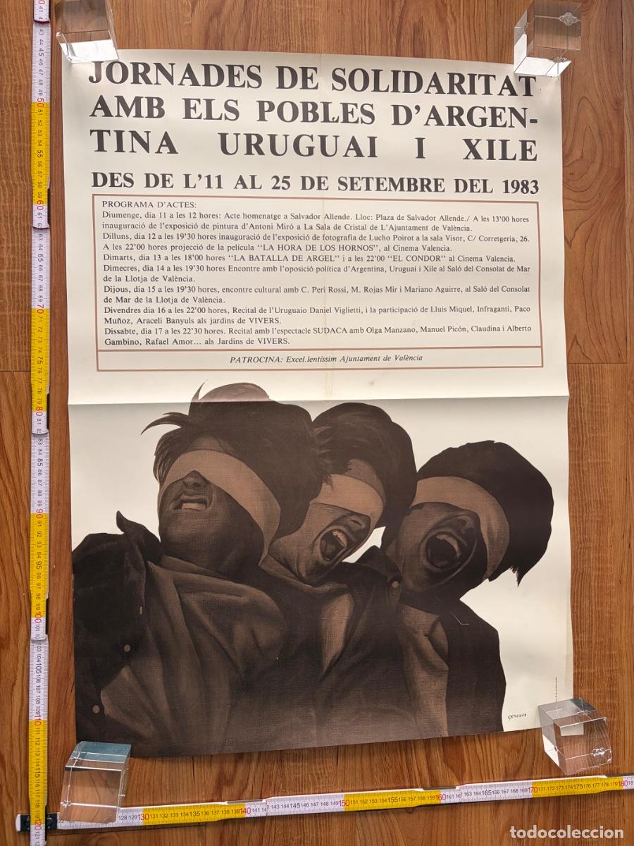Carteles: Cartel Poster Genoves Jornades Solidaritat pobles Argentina Uruguai Xile 1983 Valencia
