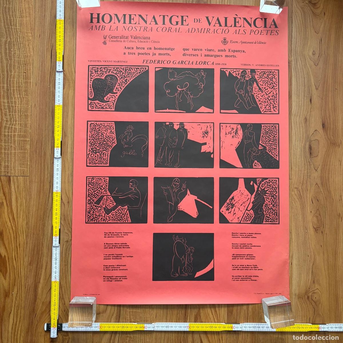Carteles: Cartel Poster Homenatge Federico Garcia Lorca Vicent Martinez 1985 Valencia Poetes