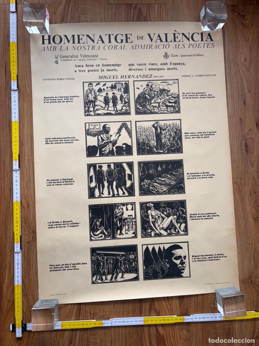 Carteles: Cartel Poster Homenatge Miguel Hernandez Perez Contel 1985 Valencia Poetes
