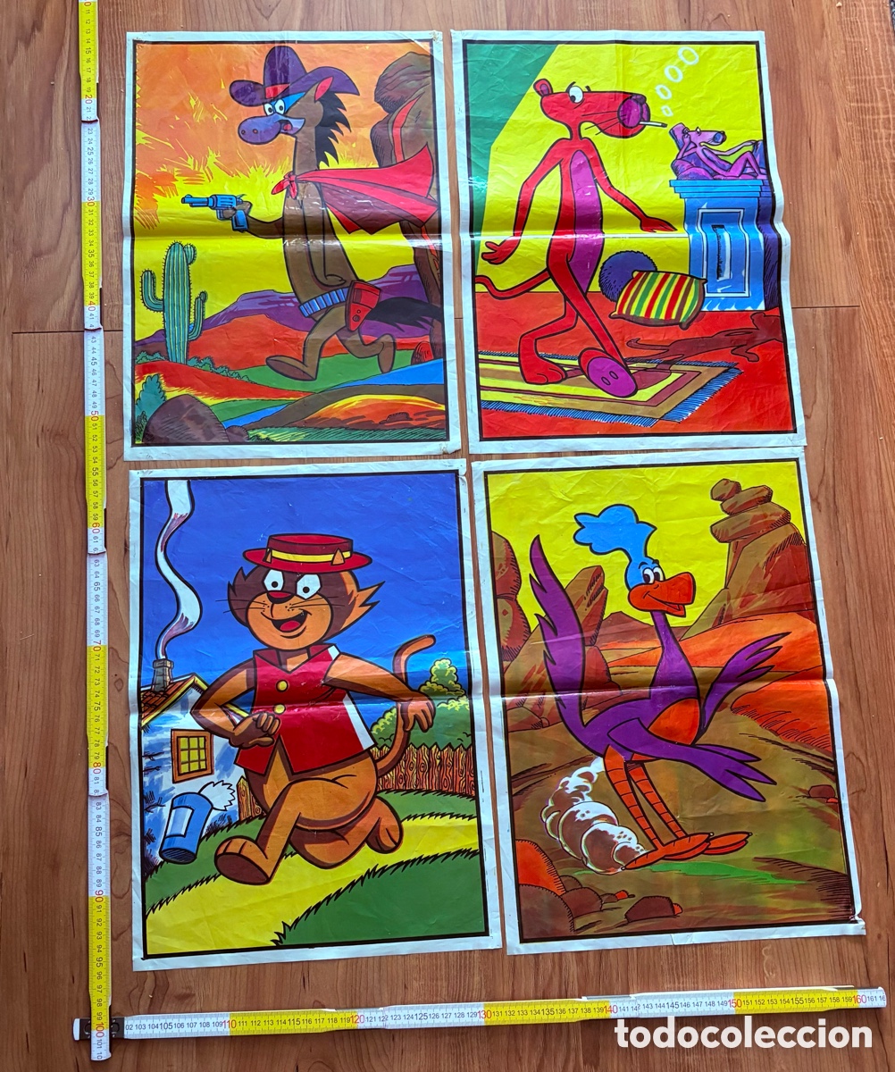 Carteles: Lote poster cartel de plastico a&ntilde;os 70 la pantera rosa don gato Tiro Loco McGraw correcaminos