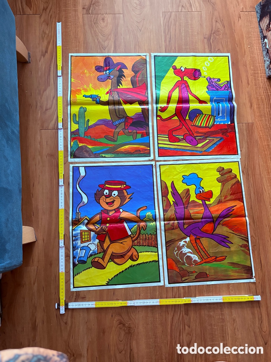 Carteles: Lote poster cartel de plastico a&ntilde;os 70 la pantera rosa don gato Tiro Loco McGraw correcaminos