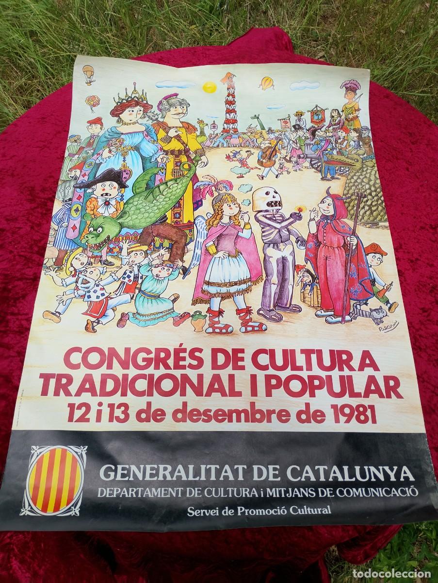 Carteles: Pilar&iacute;n Bay&eacute;s: p&ograve;ster del primer congreso de cultura popular (1981) de la Generalitat de Catalunya