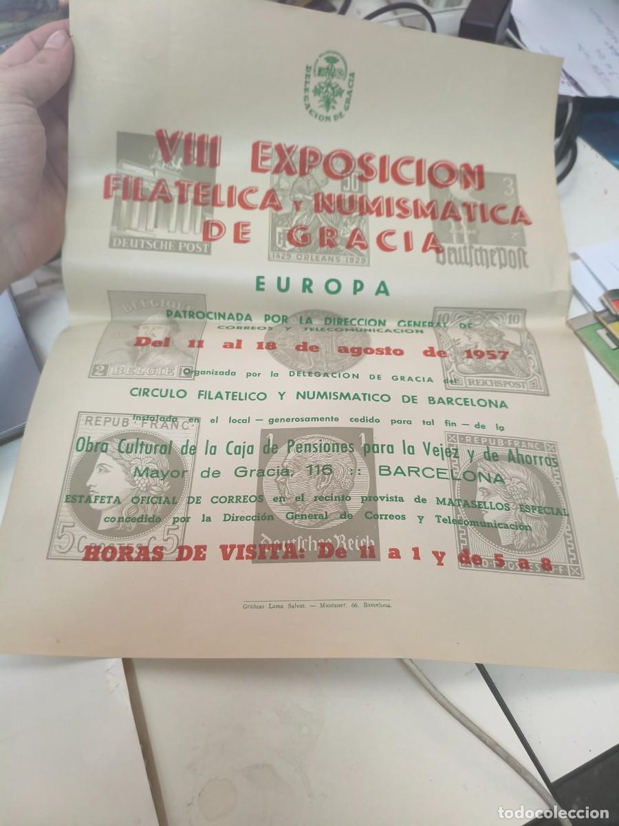 Carteles: CARTEL VIII EXPOSICION FILATELICA DE GRACIA 1957 43 x 43 cm