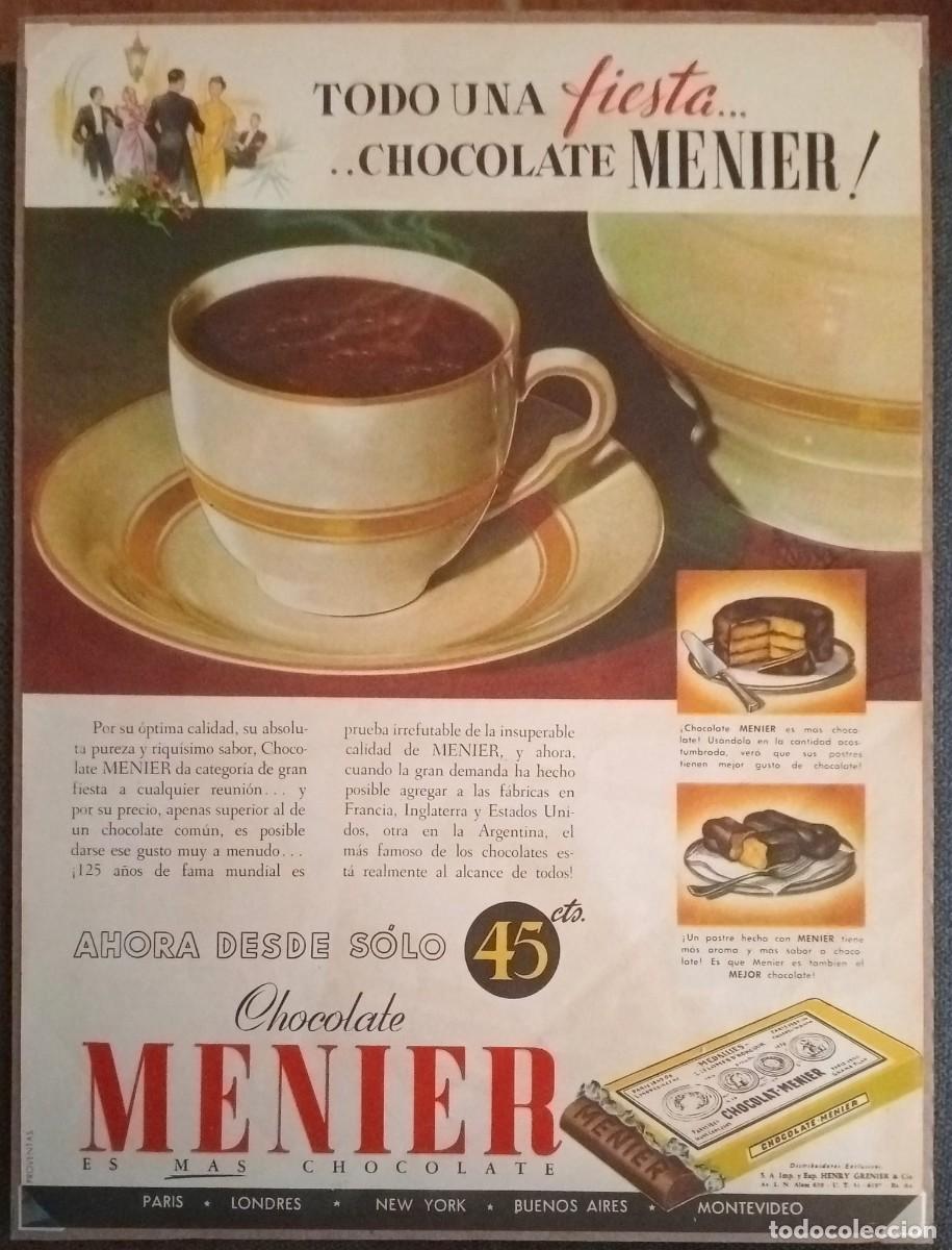 Carteles: CHOCOLATE MENIER - CARTEL ORIGINAL, PARA T&Iacute; 1944 / 30 x 22,5 Cm.