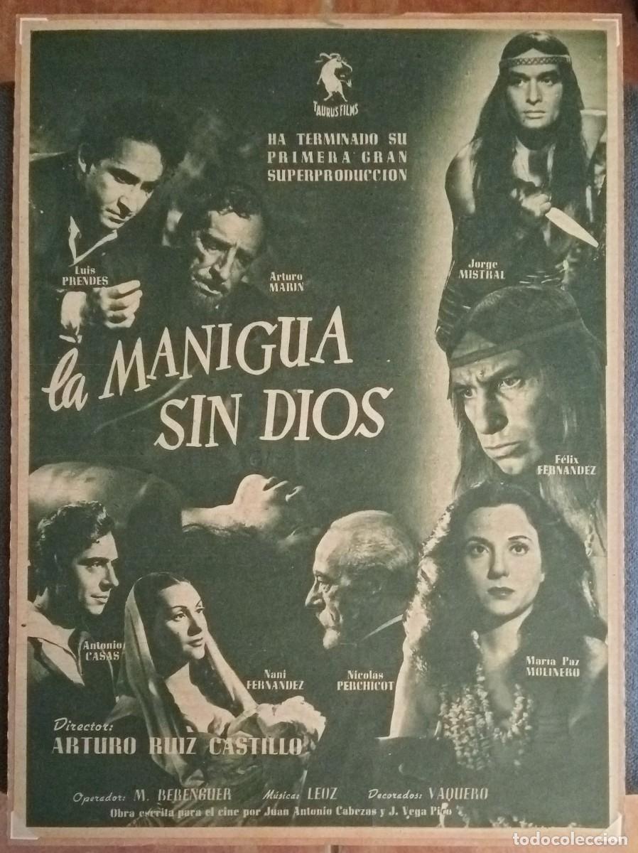 Carteles: LA MANIGUA SIN DIOS - DIR. ARTURO RUIZ CASTILLO - ORIGINAL PRIMER PLANO 1919 / 34 x 25 Cm.