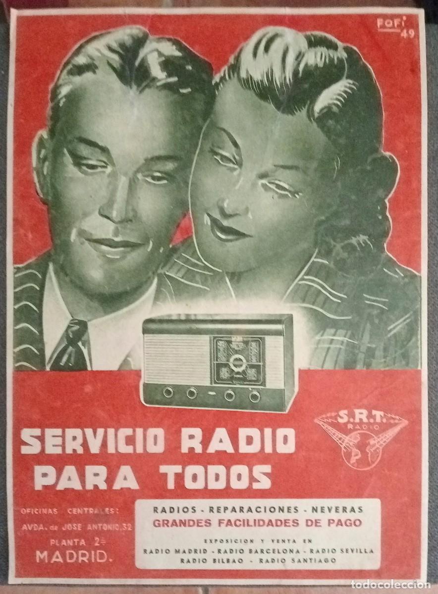 Carteles: S. R. T. RADIO - PUBLICIDAD ORIGINAL 1949 / 31,5 x 22,5 Cm. - DE ACTUALIDADES NACIONALES