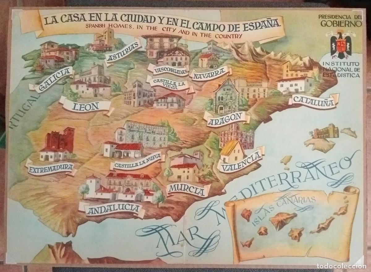 Carteles: LA CASA EN ESPA&Ntilde;A - ORIGINAL ANUARIO ESTADISTICO 1950 / 36 x 26 Cm. - PRESIDENCIA GOBIERNO