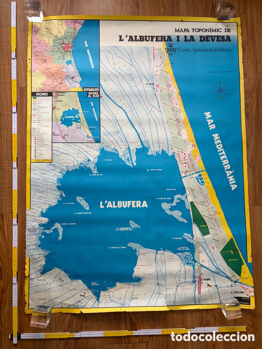 Carteles: Cartel poster Original Mapa Toponimic Albufera i la devesa Valencia a&ntilde;os 80