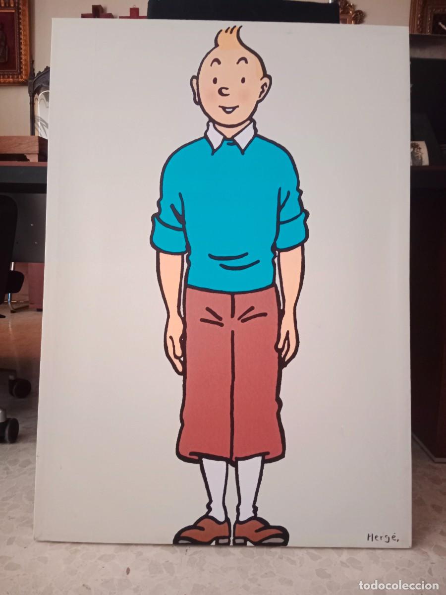 Carteles: GRAN POSTER MURAL DE TELA SERIGRAFIADA SOBRE BASTIDOR DE MADERA - TINTIN DE HERGE - 99 x 71 CM