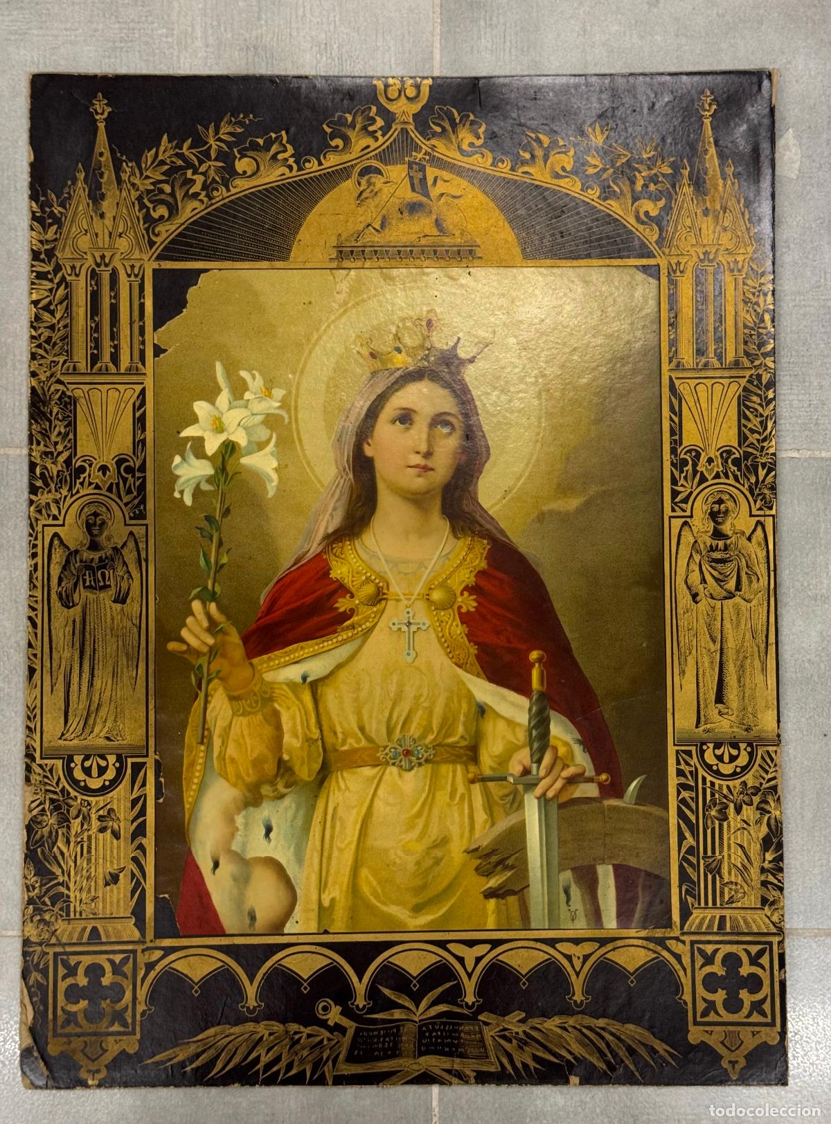 Carteles: SANTA CATALINA DE ALEJANDRIA - CARTEL ANTIGUO - CROMOLITOGRAF&Iacute;A - VER FOTOS