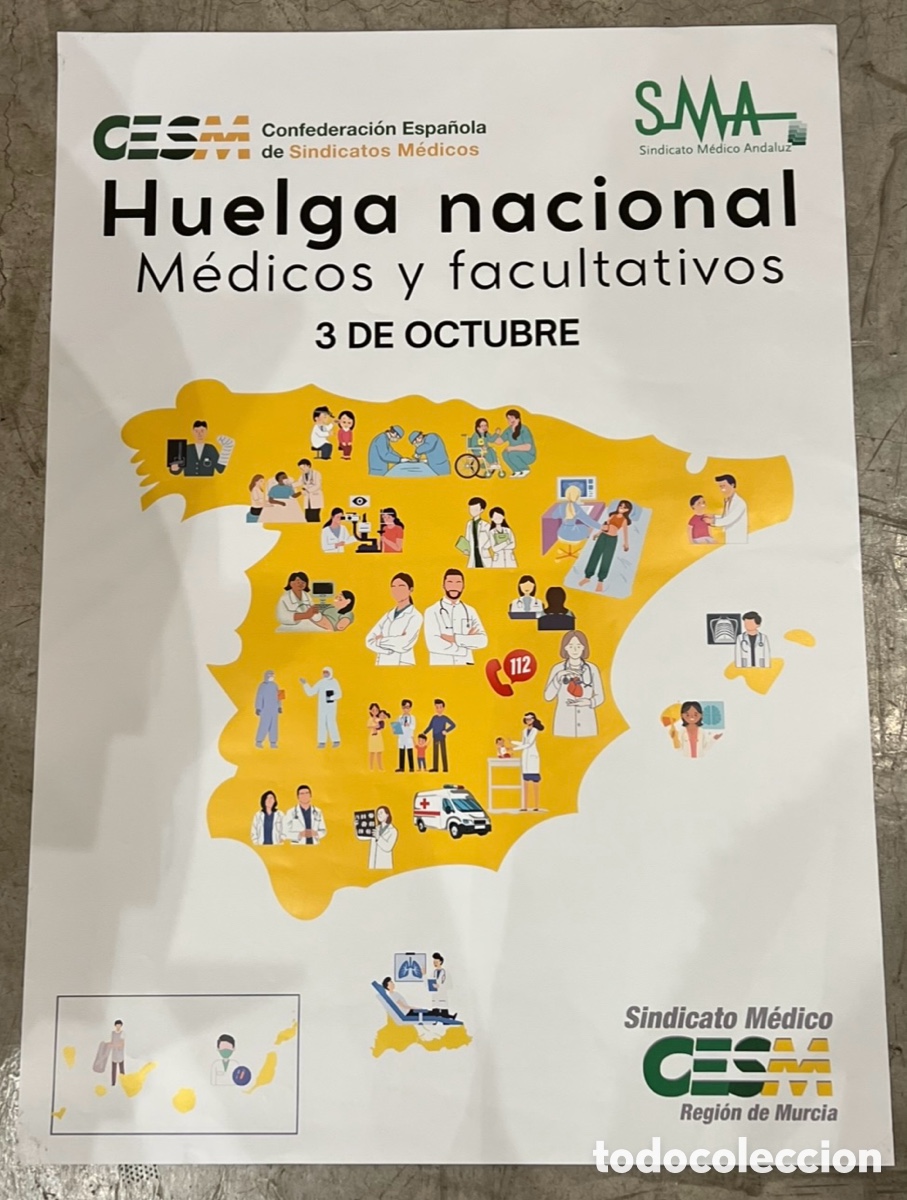Carteles: Cartel. Huelga Nacional. Medicos y Facultativos. CEMS. SMA. 2025.
