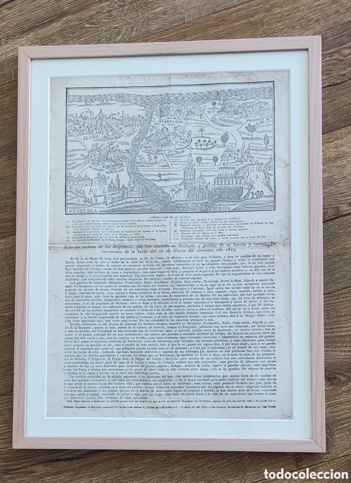 Carteles: Grabado. Original. Terremoto. 1829. Torrevieja. Orihuela. Murcia. Almorad&iacute;. Benejuzar. Alicante.