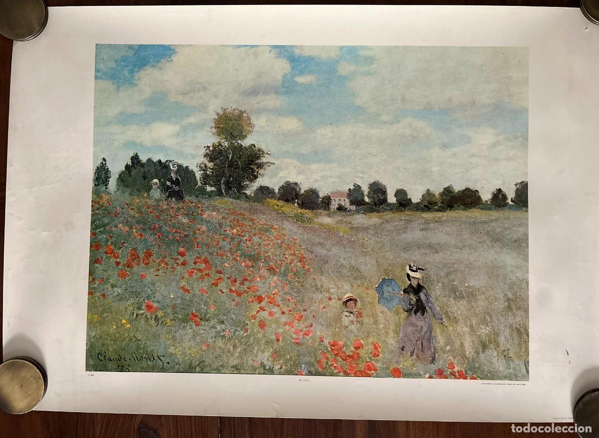 Carteles: REPRODUCCI&Oacute;N LAS AMAPOLAS DE CLAUDE MONET - MUS&Eacute;E DU LOUVRE - 51,5 x 76 cm EDITADO EL 1971 SPADEM