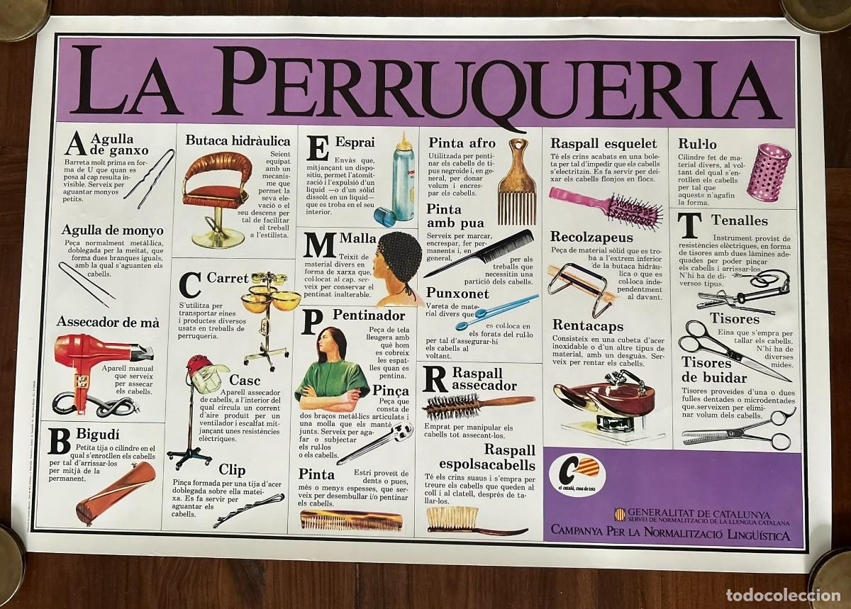 Carteles: LA PERRUQUERIA - CARTELL CAMPANYA DE NORMALITZACI&Oacute; LING&Uuml;&Iacute;STICA DEL CATAL&Agrave; 43 x 62 cm - 1984