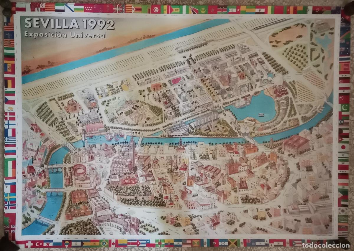 Carteles: Cartel Original de Formato Extra Grande - Sevilla 1992, Exposici&oacute;n Universal - Todo el Recinto.