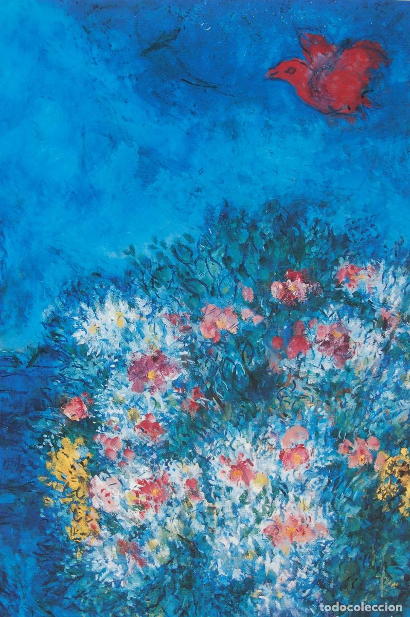 Carteles: MARC CHAGALL (1887-1985, Liozna, Bielorrusia) CARTEL sobre cart&oacute;n 80x60. El p&aacute;jaro rojo. A&ntilde;o 1993.