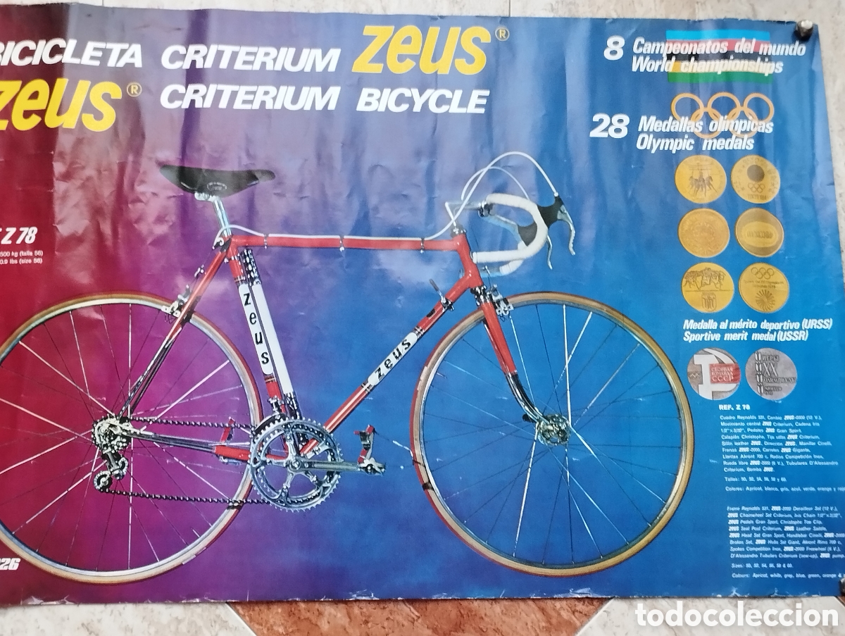 Carteles: GRAN P&Oacute;STER BICICLETAS ZEUS DOBLE CARA ORIGINAL 94X63,5 CMS