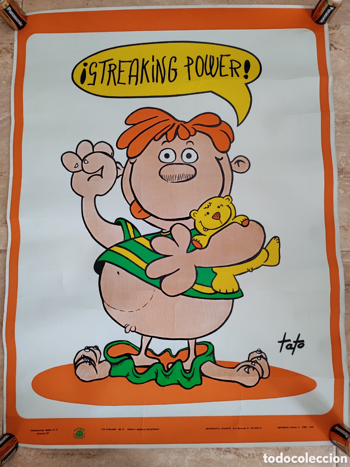 Carteles: Antiguo cartel poster The Streaker a&ntilde;o 1974 Tomate Posters Valencia Streaking Power Tato