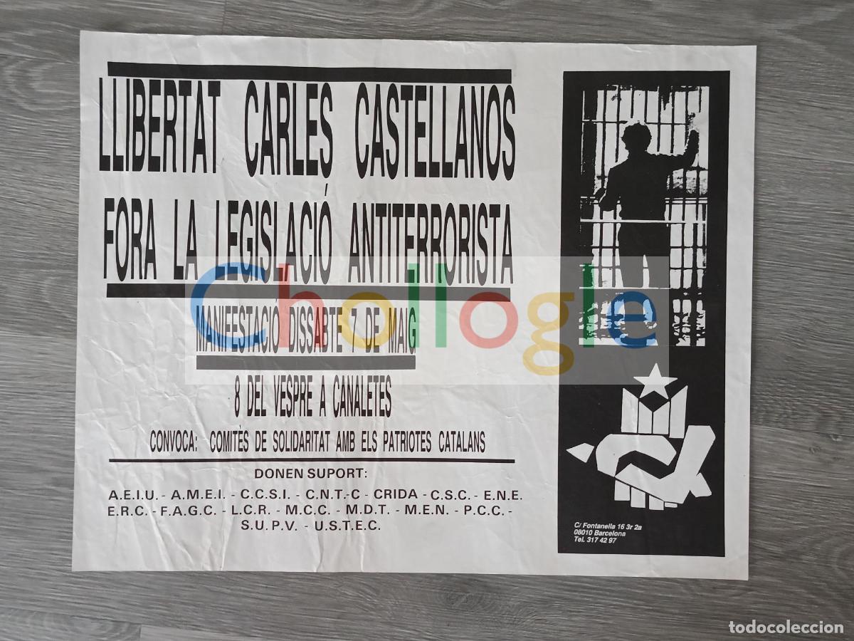Cartazes: Cartel Carles Castellanos CSPC CNT CRIDA FAGC USTEC PCC MDT LCR MCC