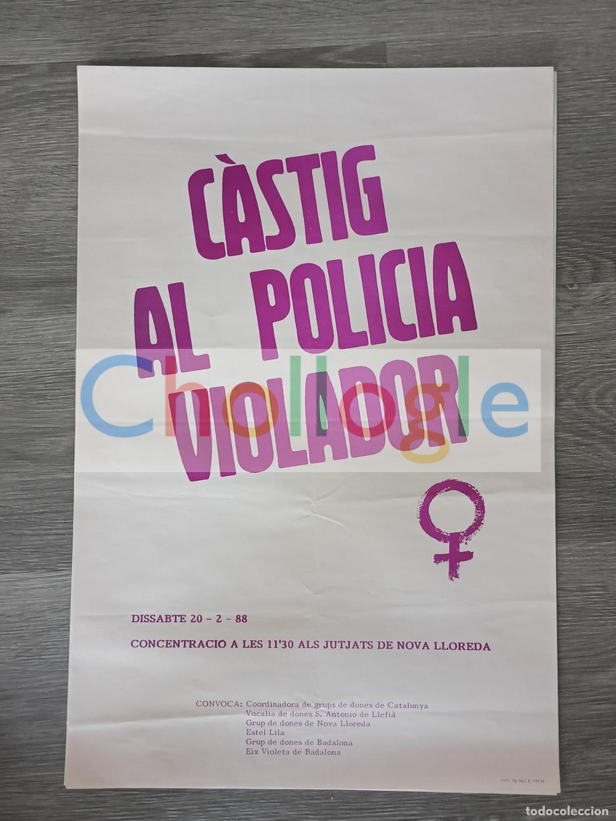 Cartazes: Cartel Castig Policia Violador feminista feminismo coord dones catalunya
