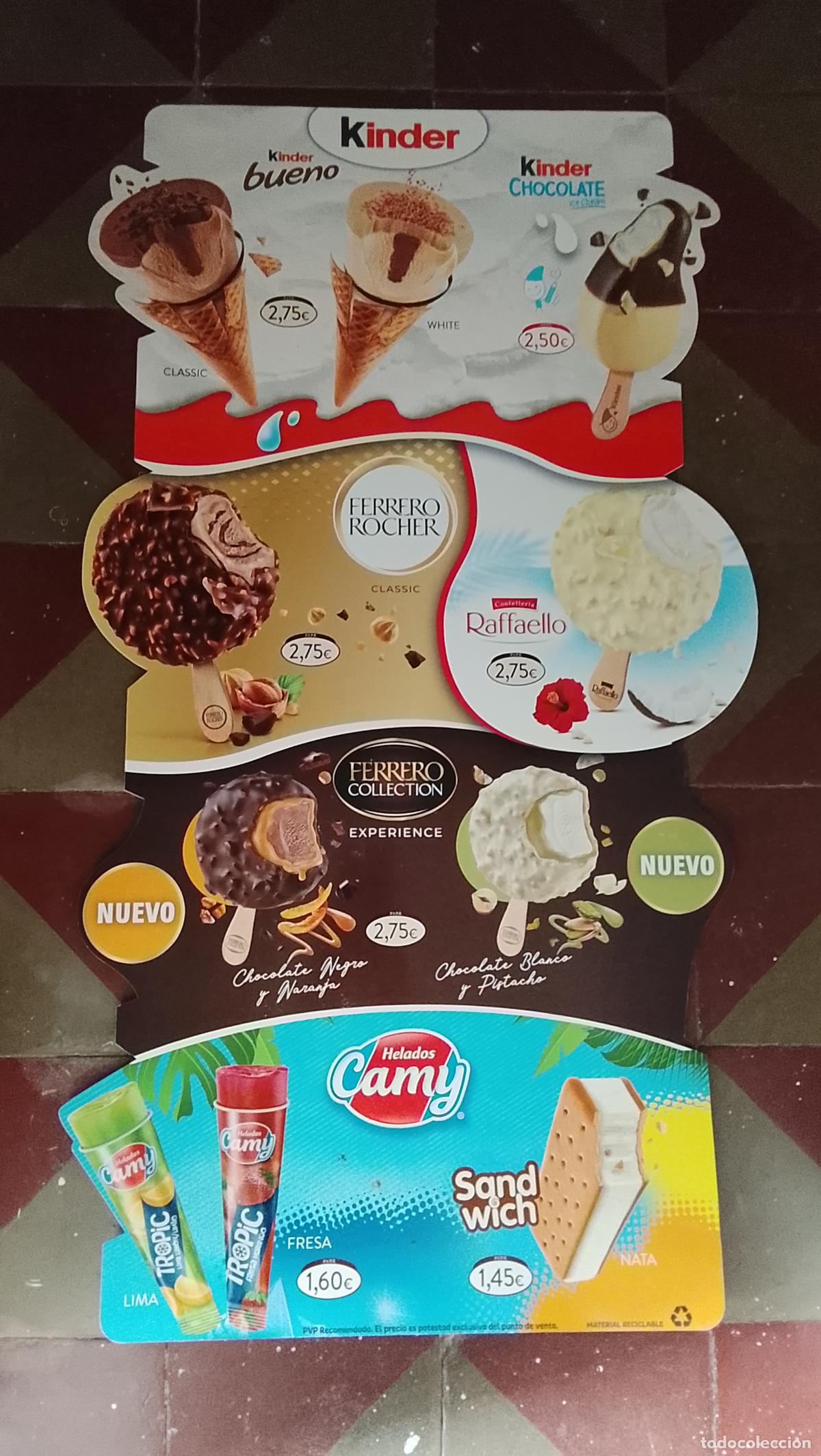 Carteles: GRAN cartel EXPOSITOR helados kinder ferrero roche camy 98 x 55 cm aproximados