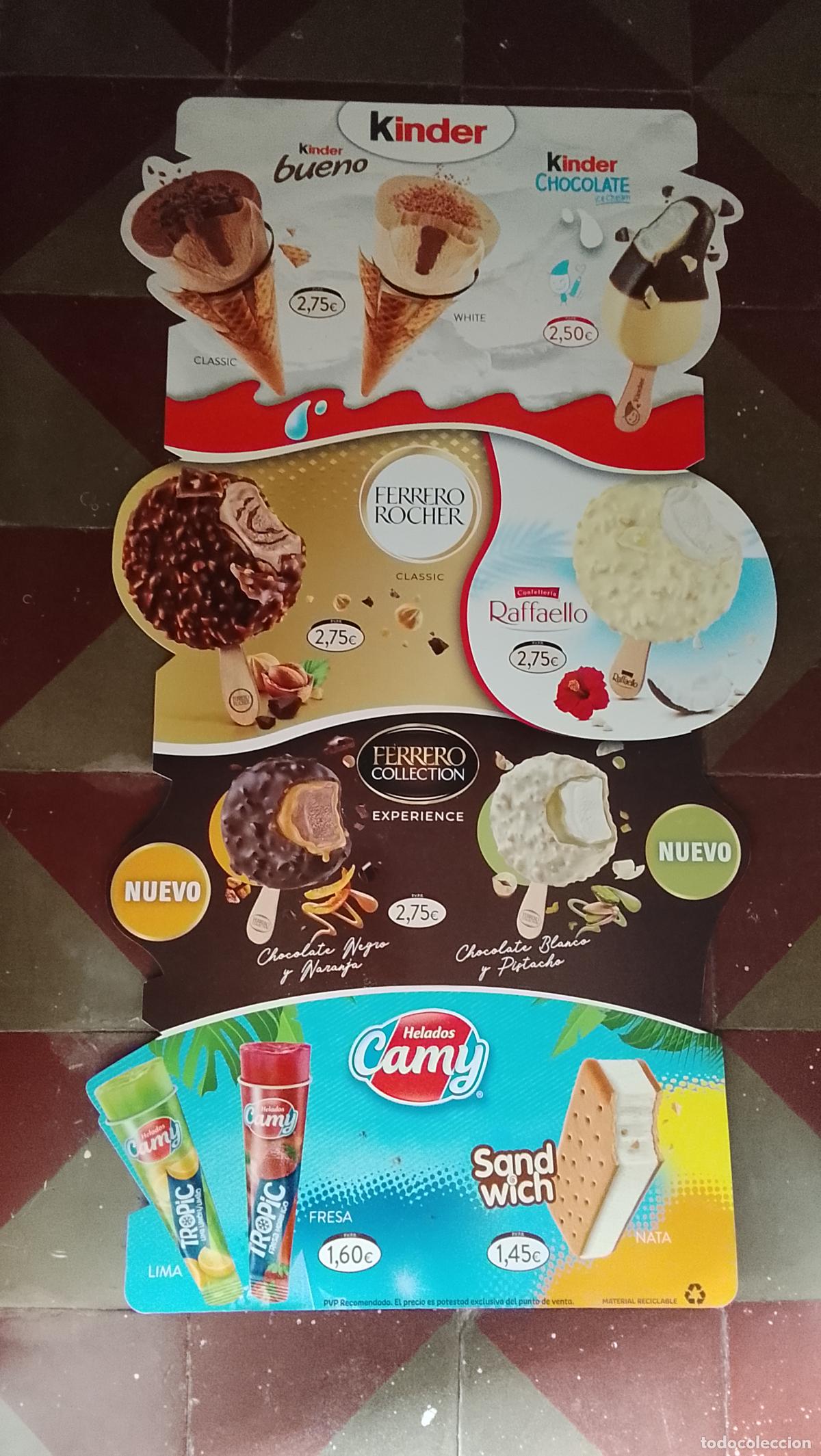 Carteles: GRAN cartel EXPOSITOR helados kinder ferrero roche camy 98 x 55 cm aproximados