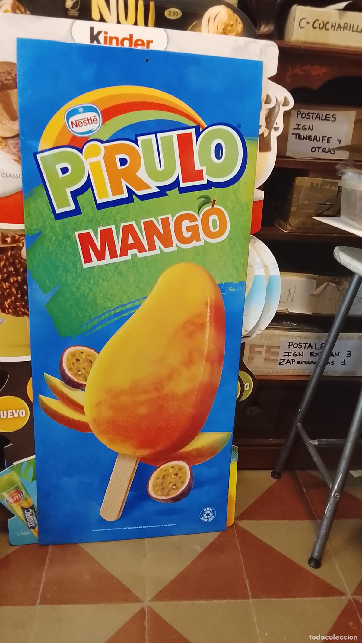 Carteles: GRAN DE HELADOS EN CHAPA LATA O METAL . PIRULO MANGO 97 X 40 CM APROXIMADO