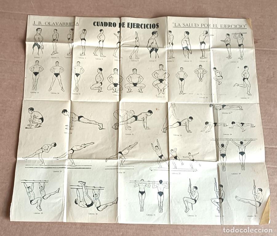 Carteles: CARTEL CUADROS DE EJERCICIOS la salud por el ejercicio - J. B. Olavarrieta -43,5 x 40 pgs.