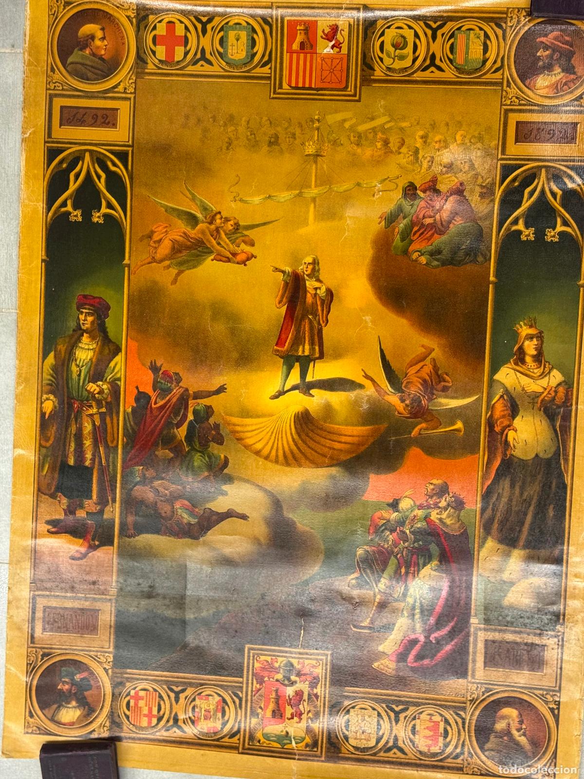 Carteles: CARTEL ANTIGUO CONMEMORATIVO DEL DESCUBRIMIENTO DE AMERICA - CRISTOBAL COLON - REYES CATOLICOS