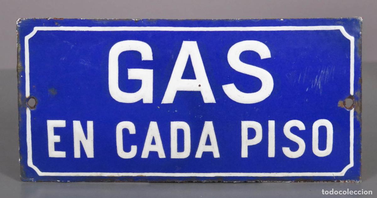 Carteles: GAS EN CADA PISO. CARTEL ESMALTADO. PRINCIPIOS SIGLO XX
