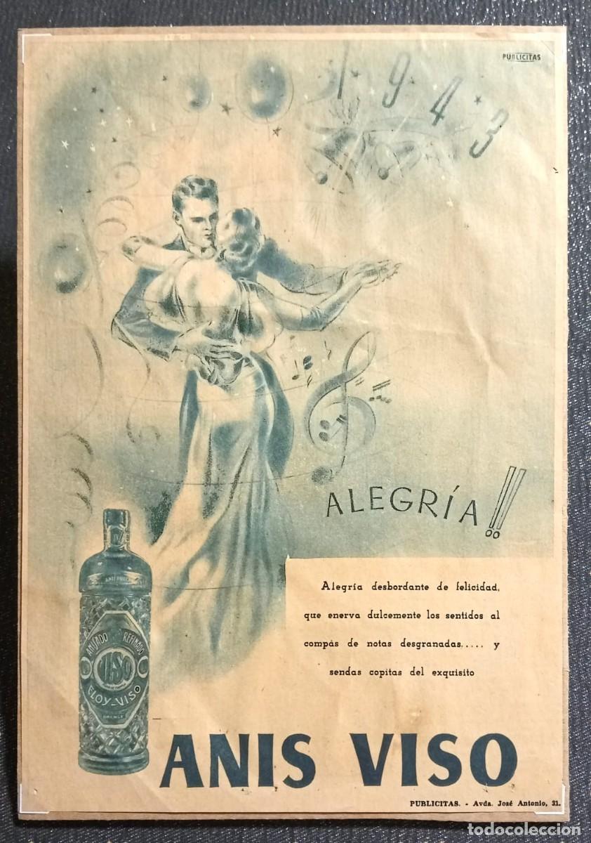 Carteles: ANIS VISO - PUBLICIDAD ORIGINAL 1943 / 29 x 20,5 Cm. ABC
