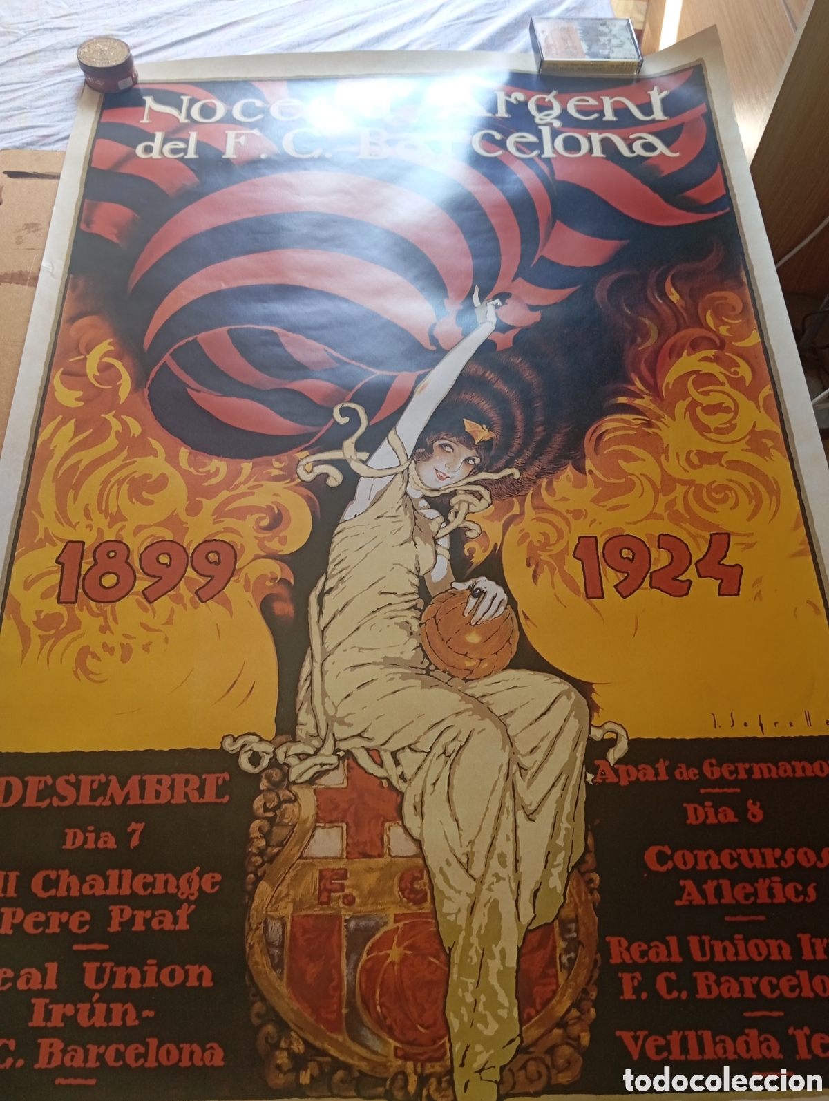 Carteles: Poster mide gegant de conmemoraci&oacute;n de las No&ccedil;es de Plata del Club de F&uacute;tbol Barcelona 1889-1924