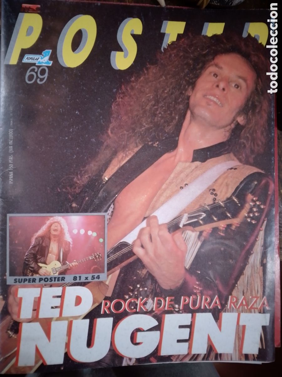 Carteles: TED NUGENT. SUPER POSTER. 81 X 54 CM. POPULAR 1. MC. 1988