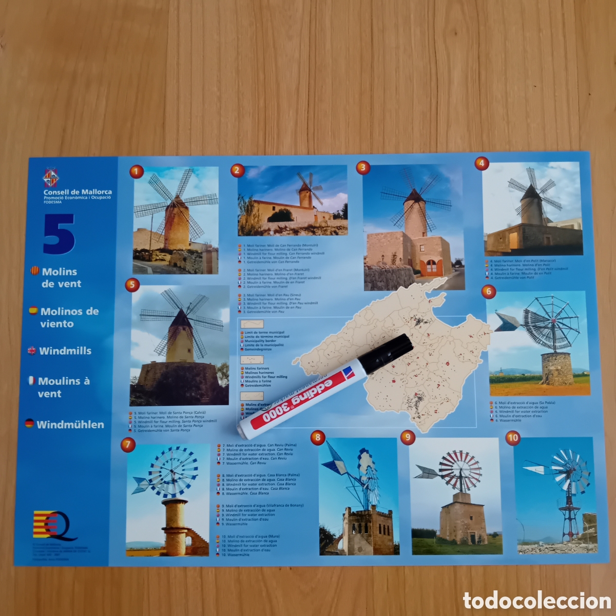 Carteles: CARTEL A3 CONSTRUCCIONES PIEDRA EN SECO. MOLINOS DE VIENTO. MALLORCA. EDITADO POR FODESMA. 2001