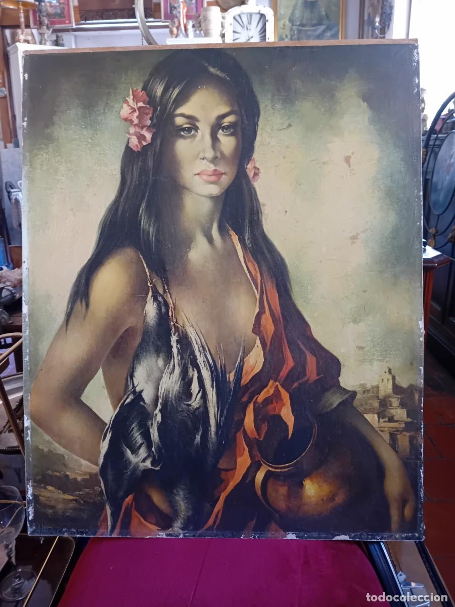 Carteles: Mujer con c&aacute;ntaro uni&oacute;n de explosivos R&iacute;o tinto firmado Huetos