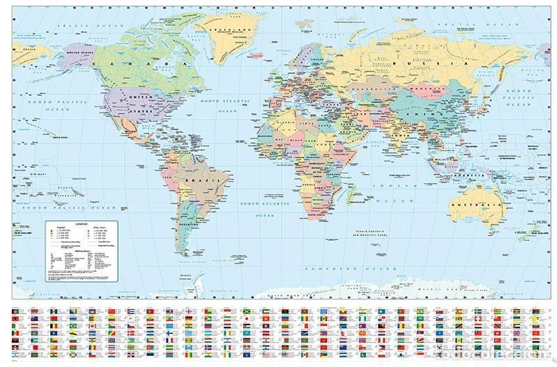 Carteles: Poster World Map 21 - Harper Collins (POSTER 91.5x61)