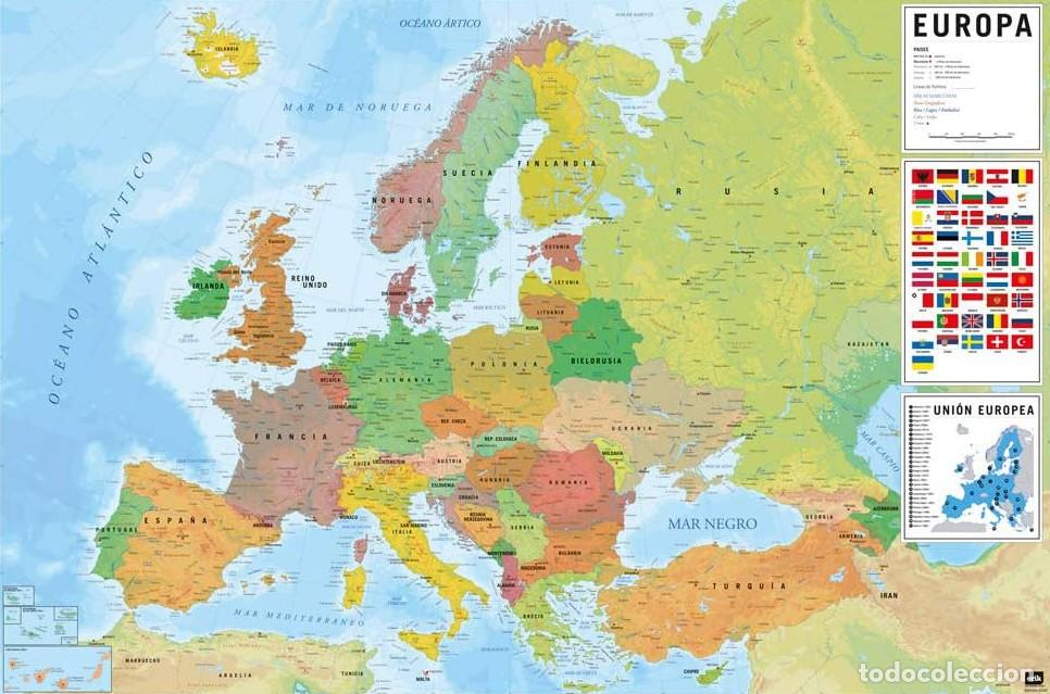 Carteles: Poster Mapa de Europa ES Politico Fisico (POSTER 61 x 91,5)