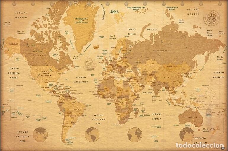 Carteles: Poster Mapa Mundo Vintage (POSTER 61 x 91,5)