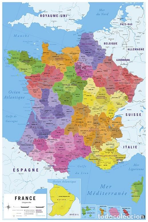 Carteles: Poster Mapa de Francia 2018 (POSTER 61 x 91,5)