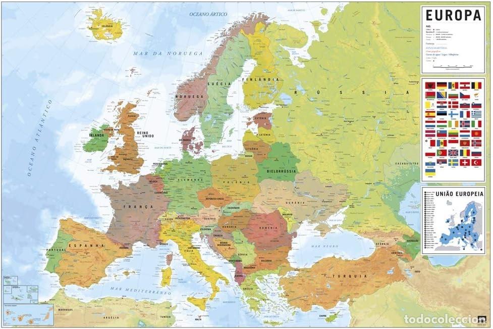 Carteles: Poster Mapa de Europa ES Politico Fisico (POSTER 61 x 91,5)