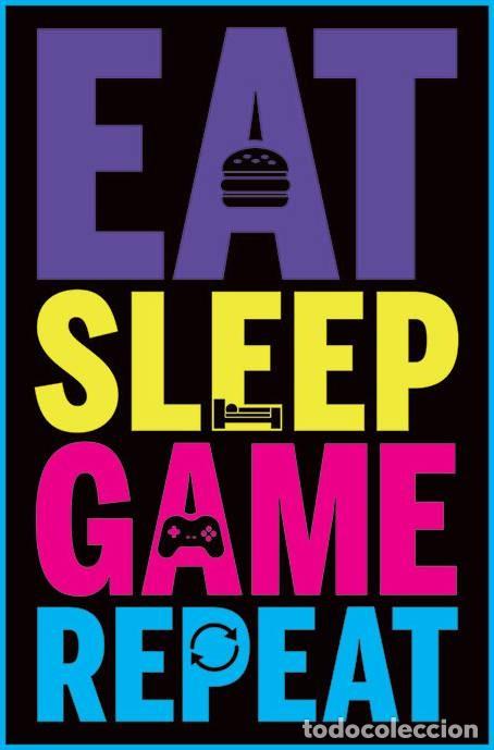 Carteles: Poster Gaming - Eat, Sleep, Game, Repeat (POSTER 61 x 91,5)