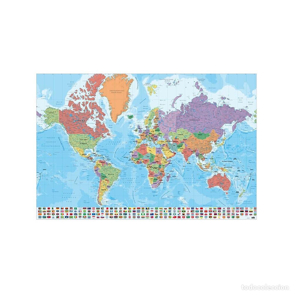 Plakate: Poster MAPA MUNDO ITA FISICO POLITICO 61x91.5 cm Maxi Poster